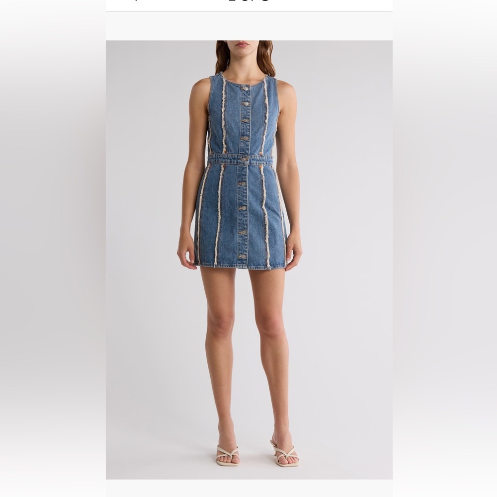 Re/Done Fray Blue Denim Mini Dress NWOT Sz M